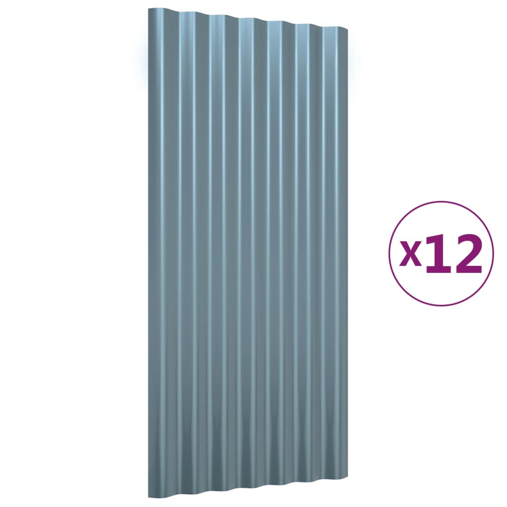 vidaXL Panouri acoperiș 12 buc. gri 80x36 cm oțel galvanizat