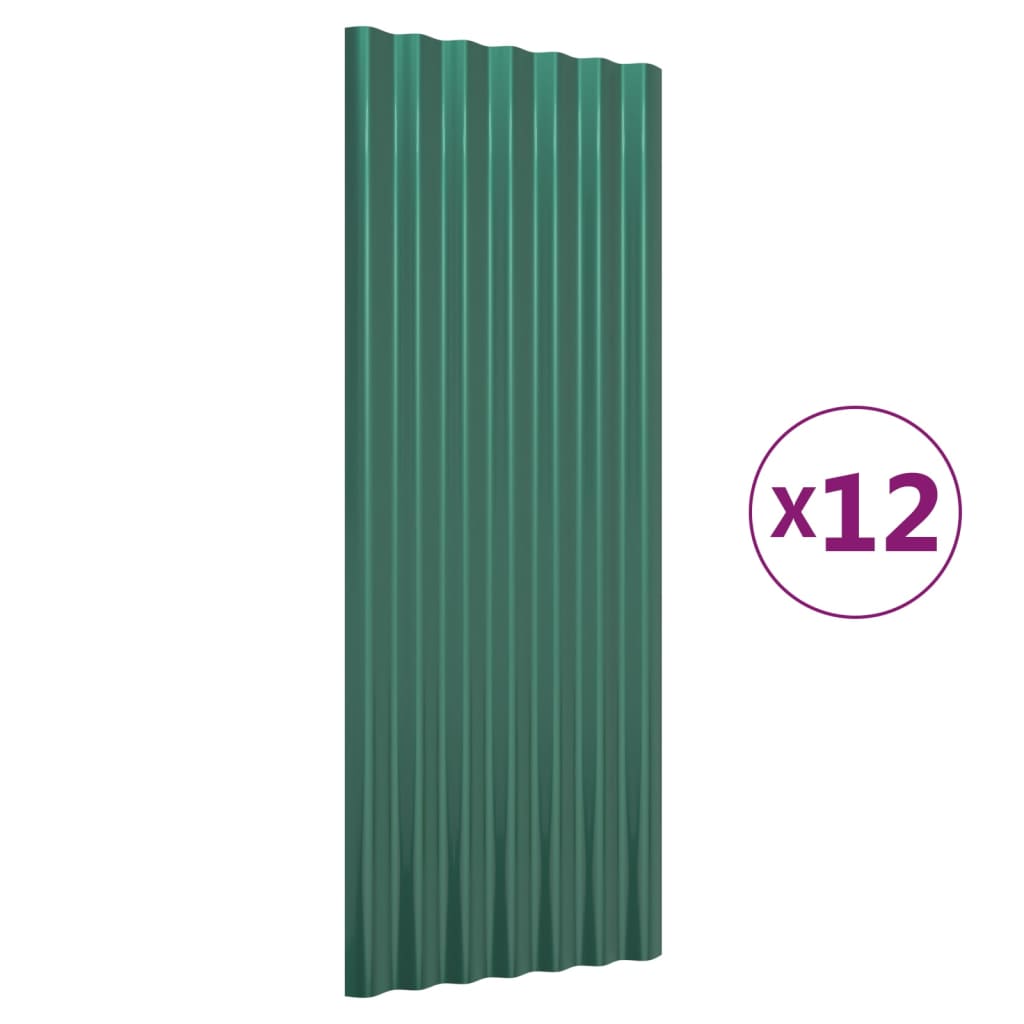 vidaXL Panouri de acoperiș 12 buc. oțel galvanizat verde 100x36 cm