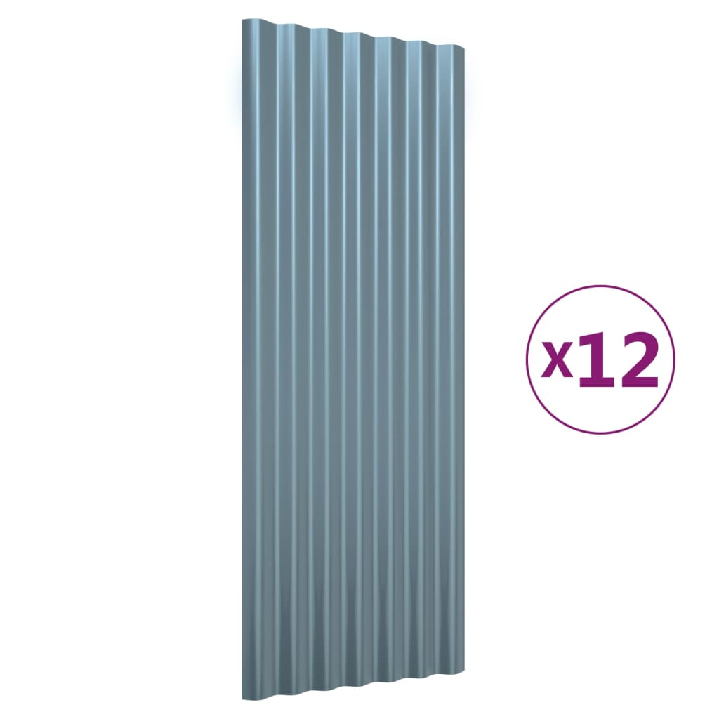 vidaXL Panouri de acoperiș, 12 buc., oțel vopsit, gri, 100x36 cm vidaXL Panouri de acoperiș, 12 buc., oțel vopsit, gri, 100x36 cm