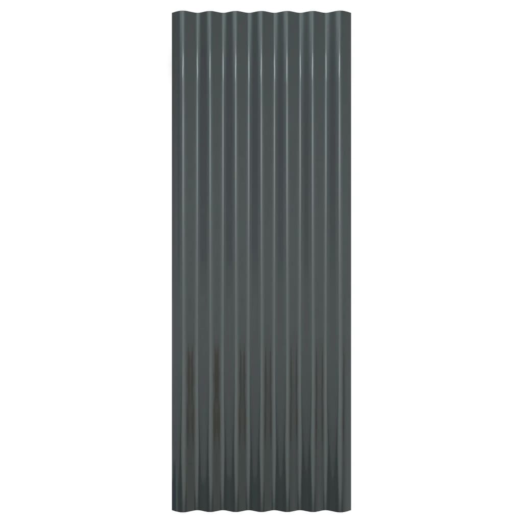 vidaXL Panouri de acoperiș 12 buc. oțel vopsit antracit 100x36 cm vidaXL Panouri de acoperiș 12 buc. oțel vopsit antracit 100x36 cm