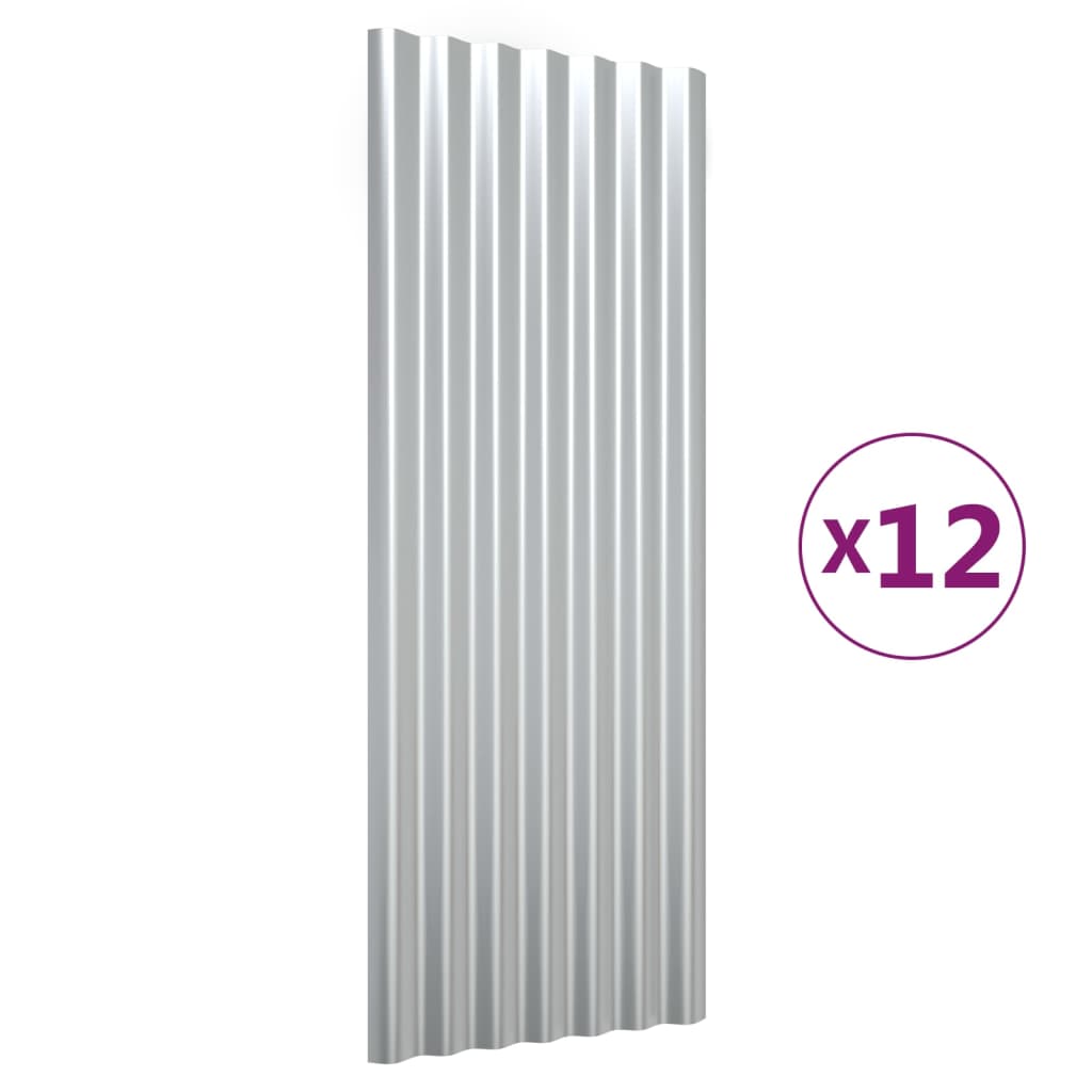 vidaXL Panouri de acoperiș, 12 buc., oțel vopsit, argintiu, 100x36 cm vidaXL Panouri de acoperiș, 12 buc., oțel vopsit, argintiu, 100x36 cm