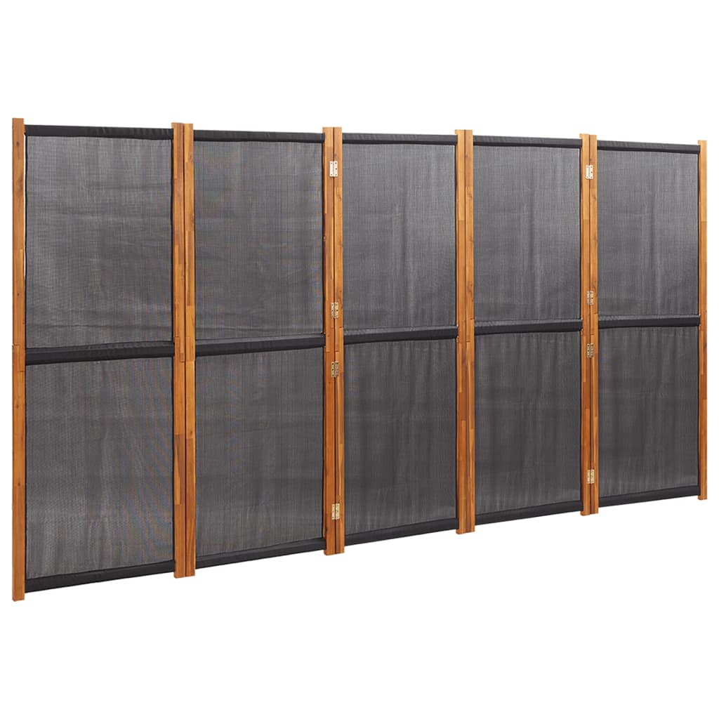 vidaXL Paravan de cameră cu 5 panouri, negru, 350x180 cm vidaXL Paravan de cameră cu 5 panouri, negru, 350x180 cm