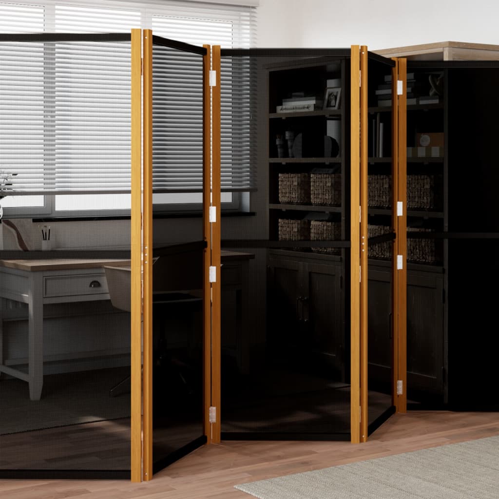 vidaXL Paravan de cameră cu 5 panouri, negru, 350x180 cm vidaXL Paravan de cameră cu 5 panouri, negru, 350x180 cm