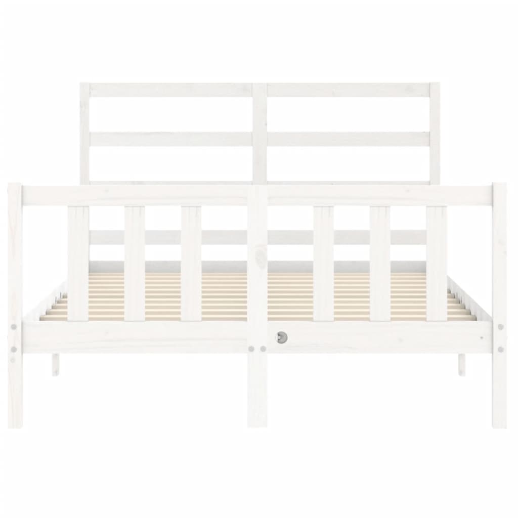 vidaXL Cadru de pat fără saltea, alb, 140x190 cm, lemn masiv de pin