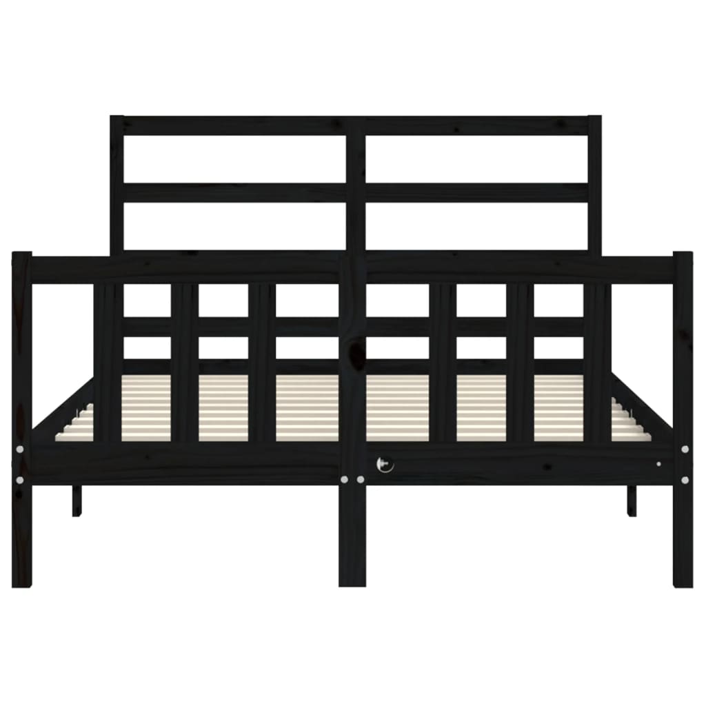 vidaXL Cadru de pat cu tăblie, negru, 140x190 cm, lemn masiv vidaXL Cadru de pat cu tăblie, negru, 140x190 cm, lemn masiv