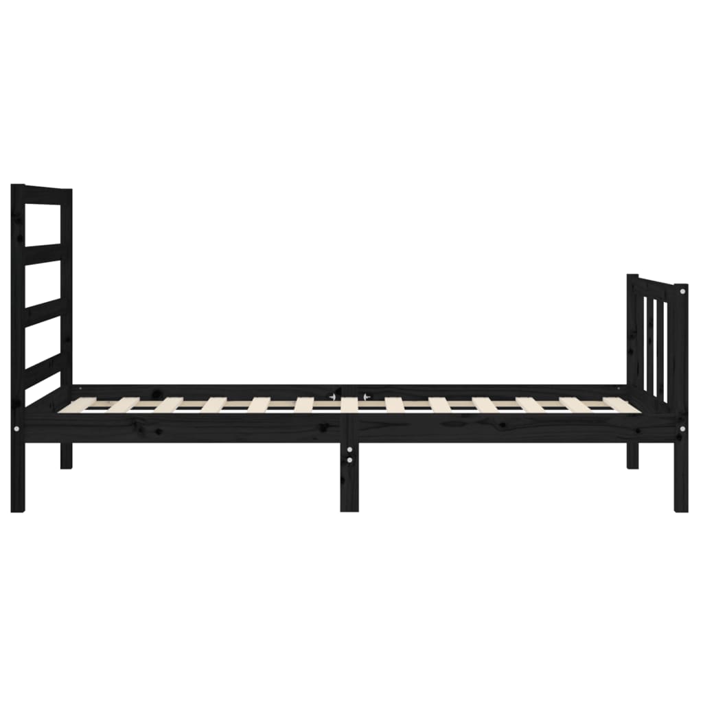 vidaXL Cadru de pat cu tăblie, negru, 100x200 cm, lemn masiv vidaXL Cadru de pat cu tăblie, negru, 100x200 cm, lemn masiv