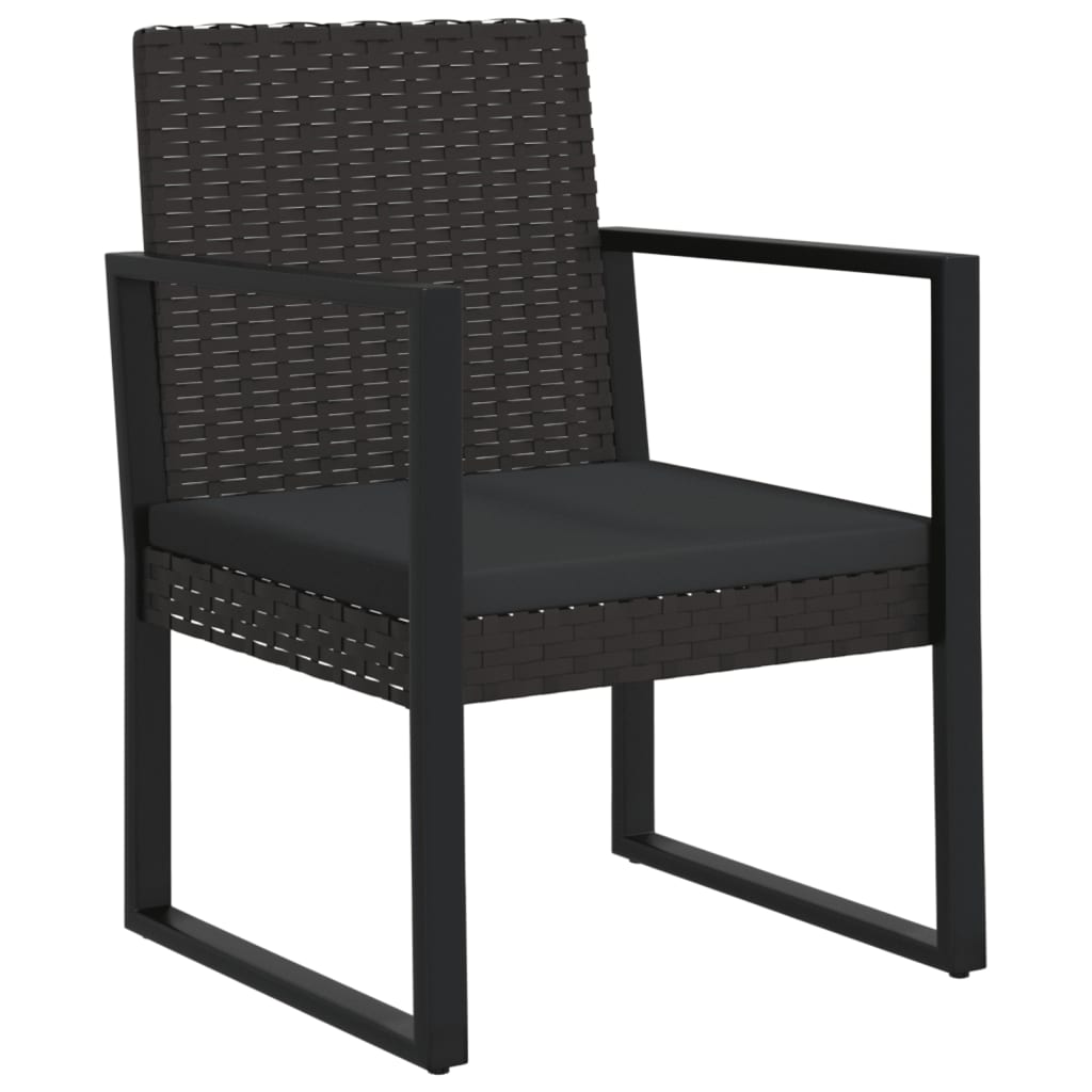 vidaXL Set mobilier de grădină cu perne, 3 piese, negru, poliratan vidaXL Set mobilier de grădină cu perne, 3 piese, negru, poliratan