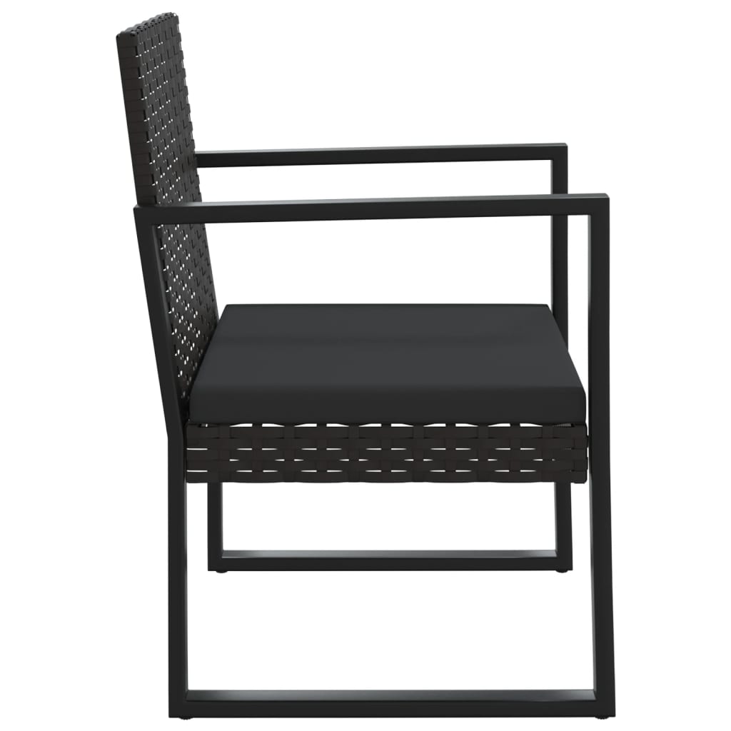 vidaXL Set mobilier de grădină cu perne, 3 piese, negru, poliratan vidaXL Set mobilier de grădină cu perne, 3 piese, negru, poliratan