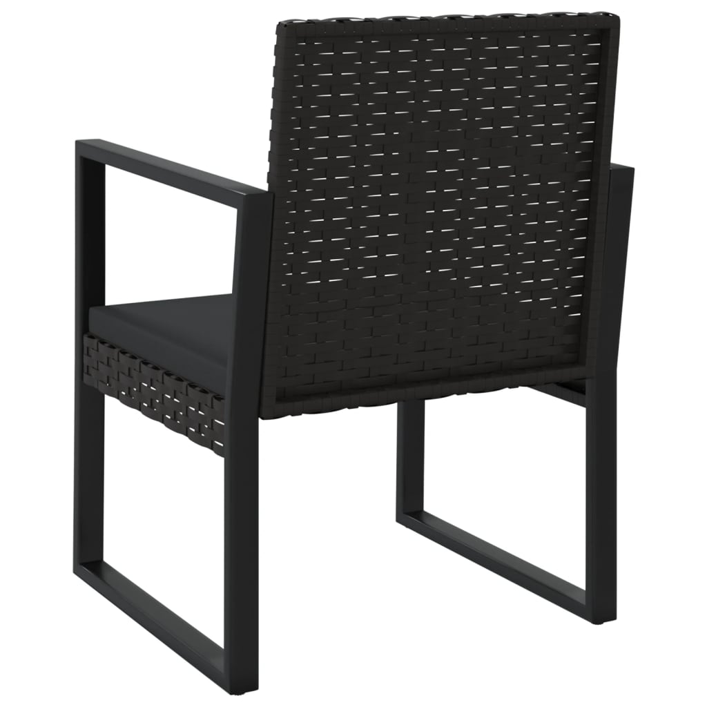vidaXL Set mobilier de grădină cu perne, 3 piese, negru, poliratan vidaXL Set mobilier de grădină cu perne, 3 piese, negru, poliratan