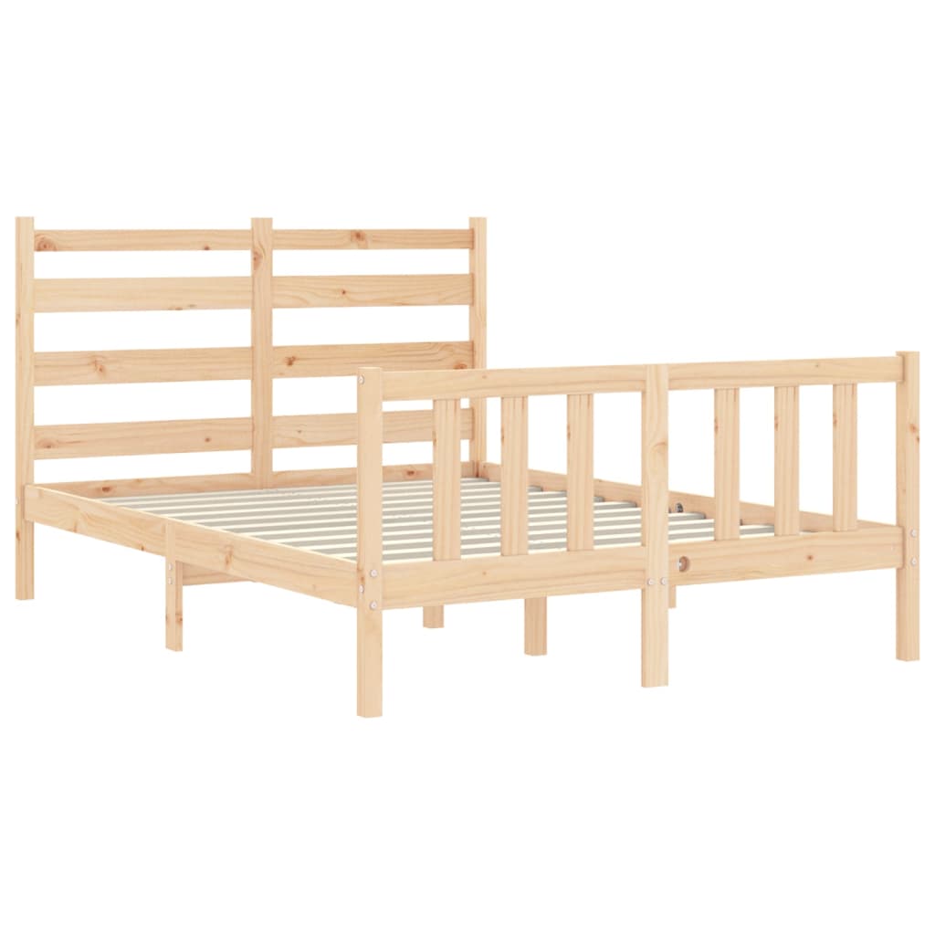 vidaXL Cadru de pat fără saltea, 140x190 cm, lemn masiv de pin