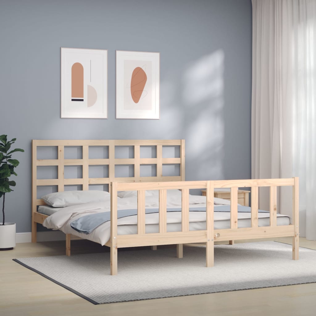 vidaXL Cadru de pat fără saltea, 160x200 cm, lemn masiv pin vidaXL Cadru de pat fără saltea, 160x200 cm, lemn masiv pin