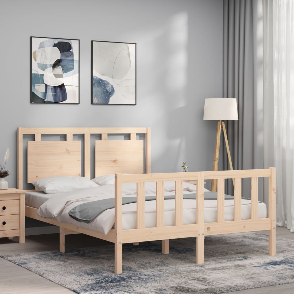 vidaXL Cadru de pat fără saltea, 140x190 cm, lemn masiv de pin