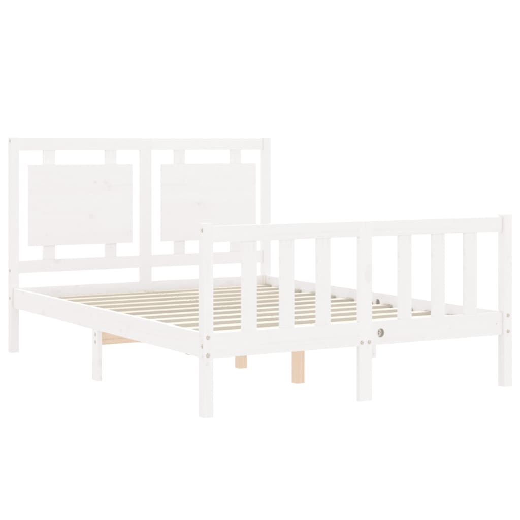 vidaXL Cadru de pat fără saltea, alb, 140x190 cm, lemn masiv de pin vidaXL Cadru de pat fără saltea, alb, 140x190 cm, lemn masiv de pin