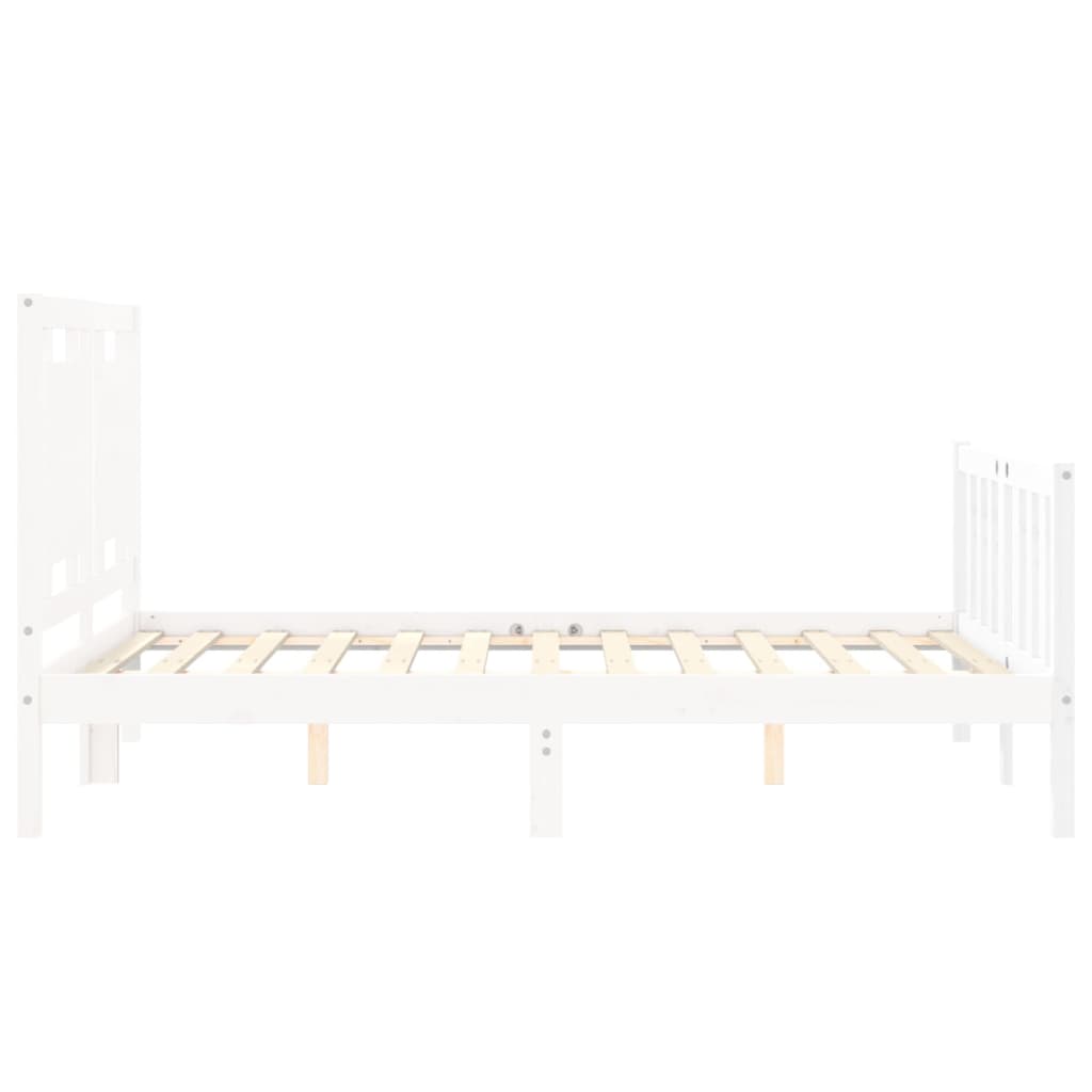 vidaXL Cadru de pat fără saltea, alb, 140x190 cm, lemn masiv de pin vidaXL Cadru de pat fără saltea, alb, 140x190 cm, lemn masiv de pin
