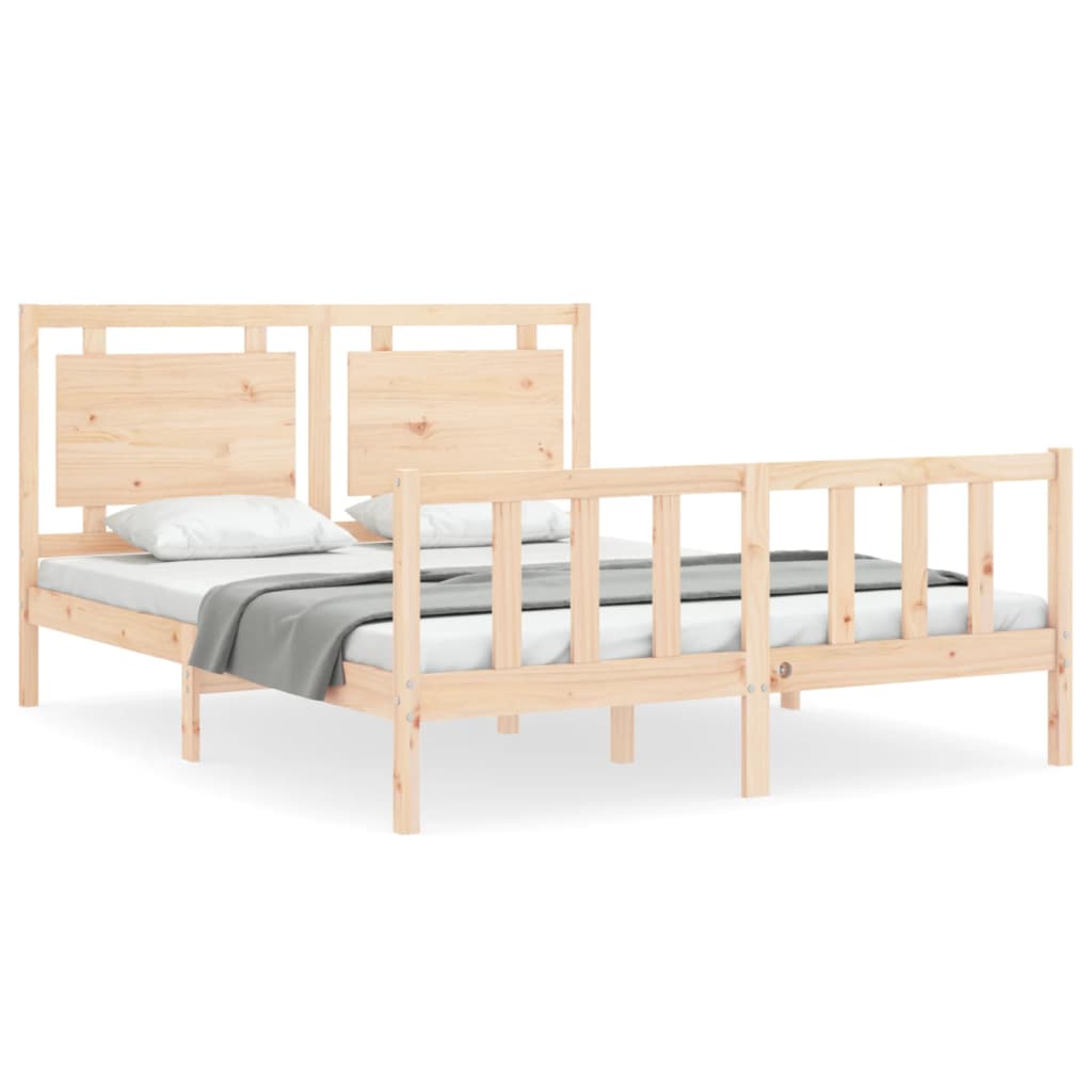 vidaXL Cadru de pat cu tăblie, king size, lemn masiv vidaXL Cadru de pat cu tăblie, king size, lemn masiv