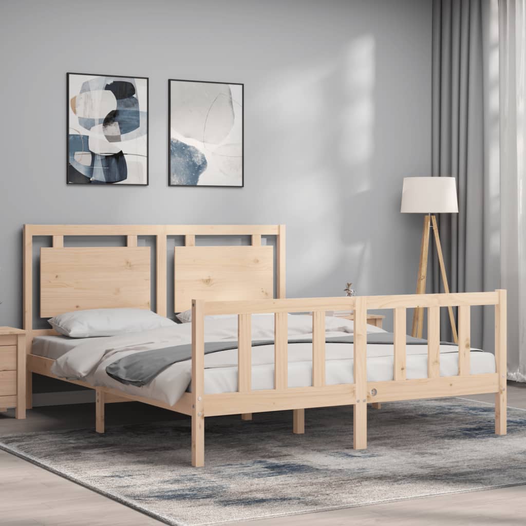 vidaXL Cadru de pat cu tăblie, king size, lemn masiv vidaXL Cadru de pat cu tăblie, king size, lemn masiv