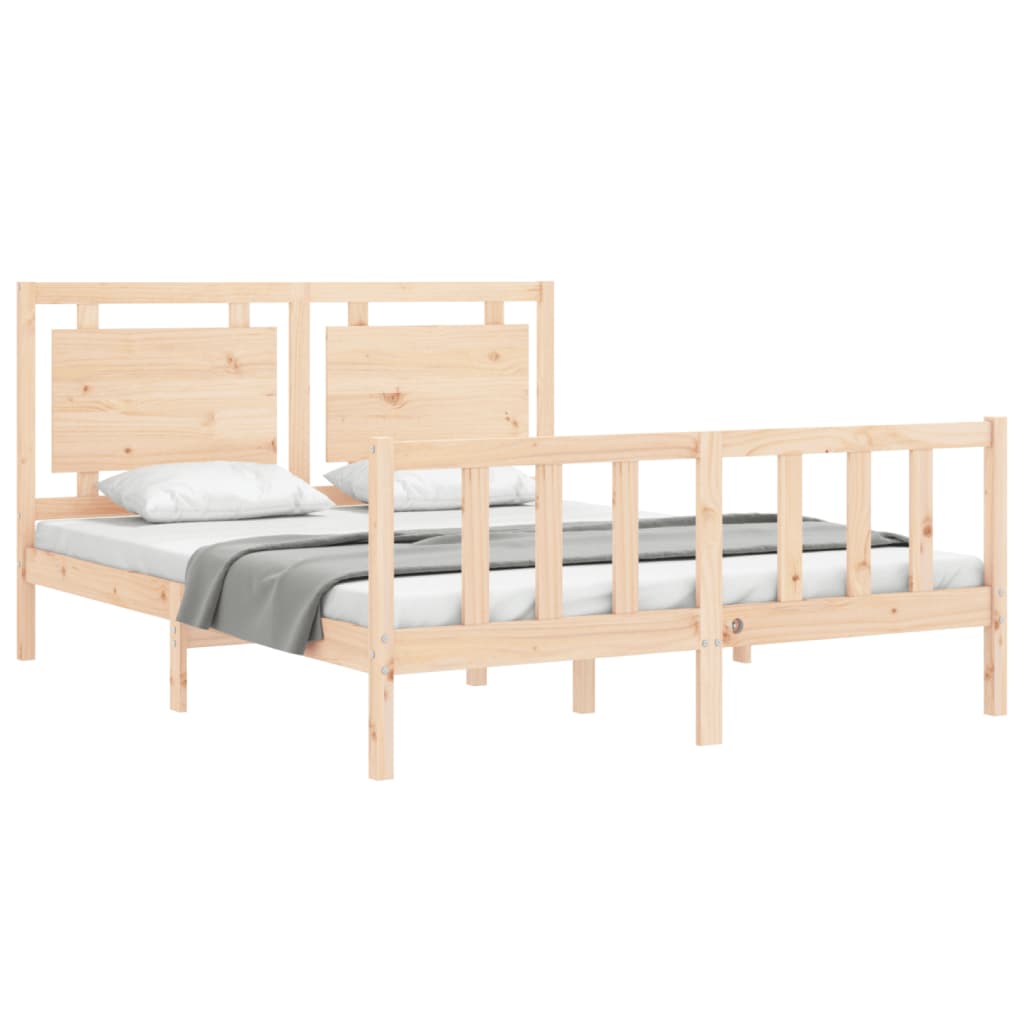 vidaXL Cadru de pat cu tăblie, king size, lemn masiv vidaXL Cadru de pat cu tăblie, king size, lemn masiv