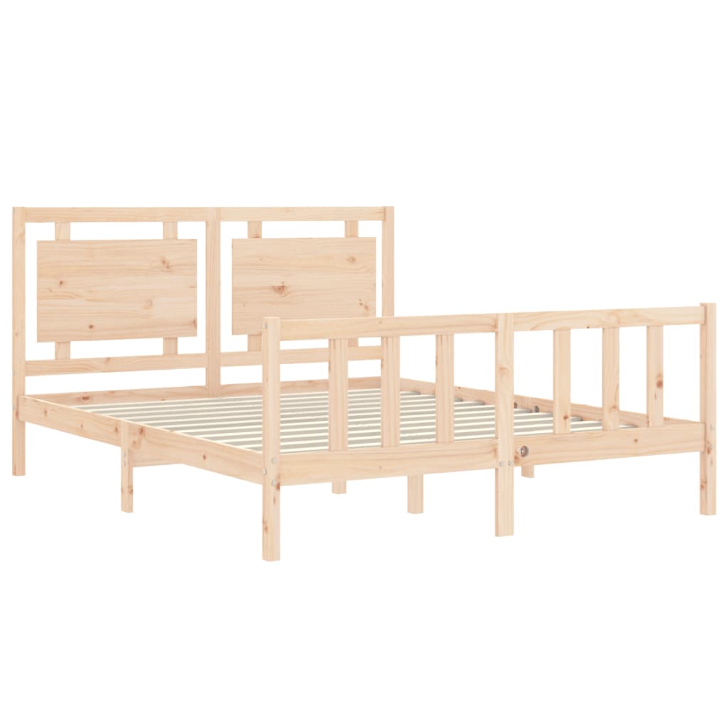 vidaXL Cadru de pat cu tăblie, king size, lemn masiv vidaXL Cadru de pat cu tăblie, king size, lemn masiv