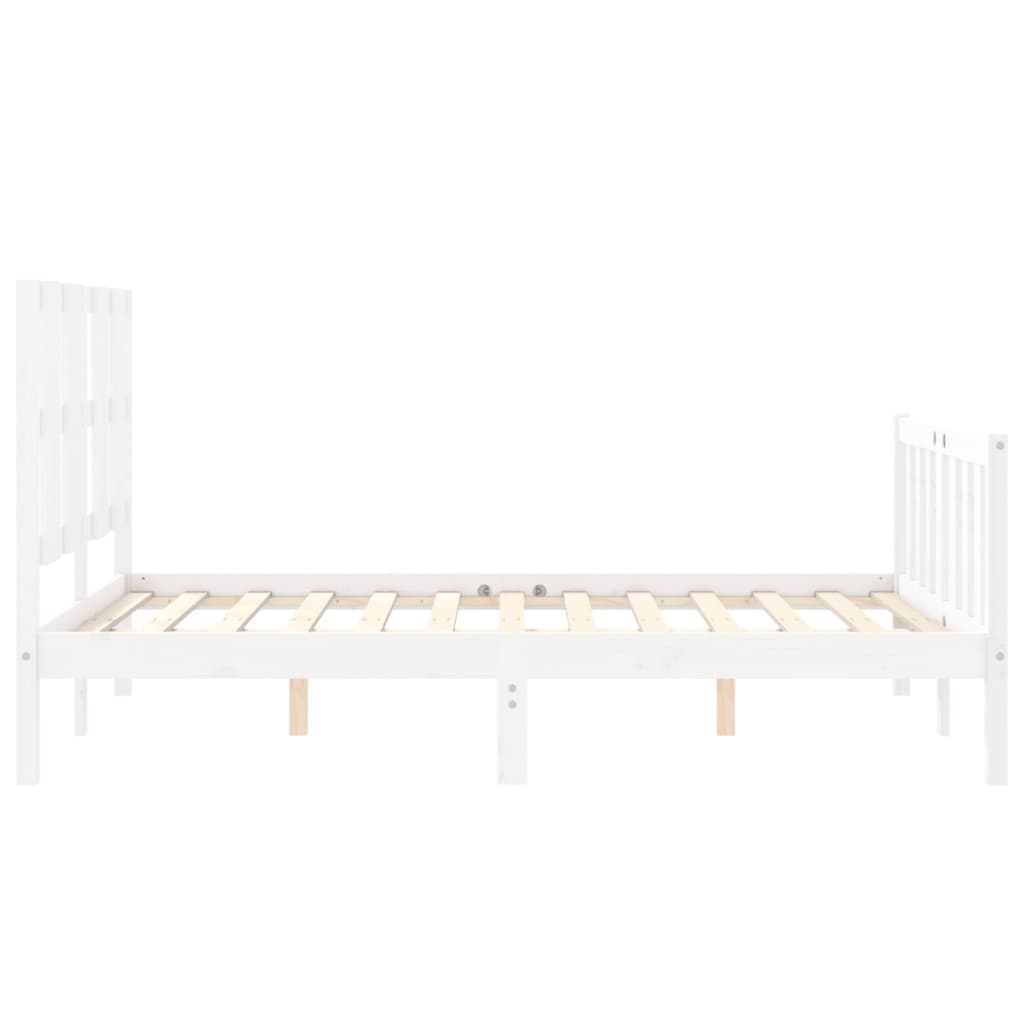 vidaXL Cadru de pat fără saltea, alb, 140x190 cm, lemn masiv de pin