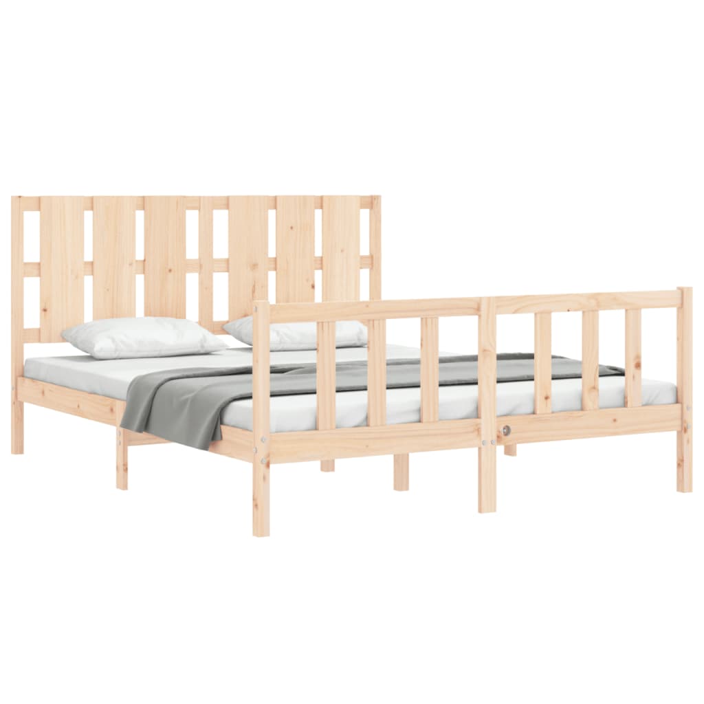 vidaXL Cadru de pat cu tăblie, king size, lemn masiv vidaXL Cadru de pat cu tăblie, king size, lemn masiv