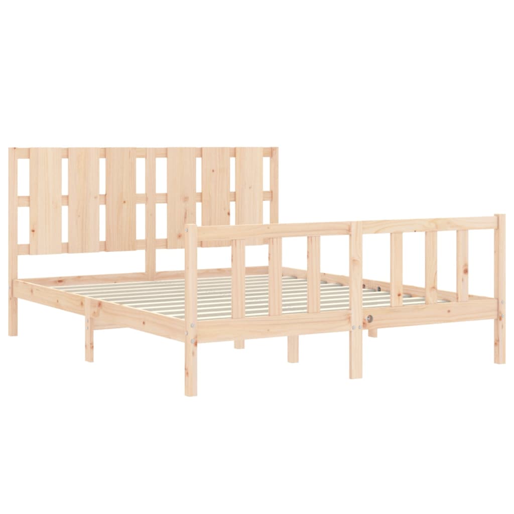 vidaXL Cadru de pat cu tăblie, king size, lemn masiv vidaXL Cadru de pat cu tăblie, king size, lemn masiv