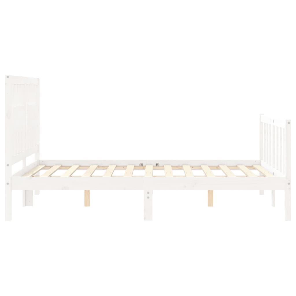 vidaXL Cadru de pat fără saltea, alb, 140x190 cm, lemn masiv de pin vidaXL Cadru de pat fără saltea, alb, 140x190 cm, lemn masiv de pin