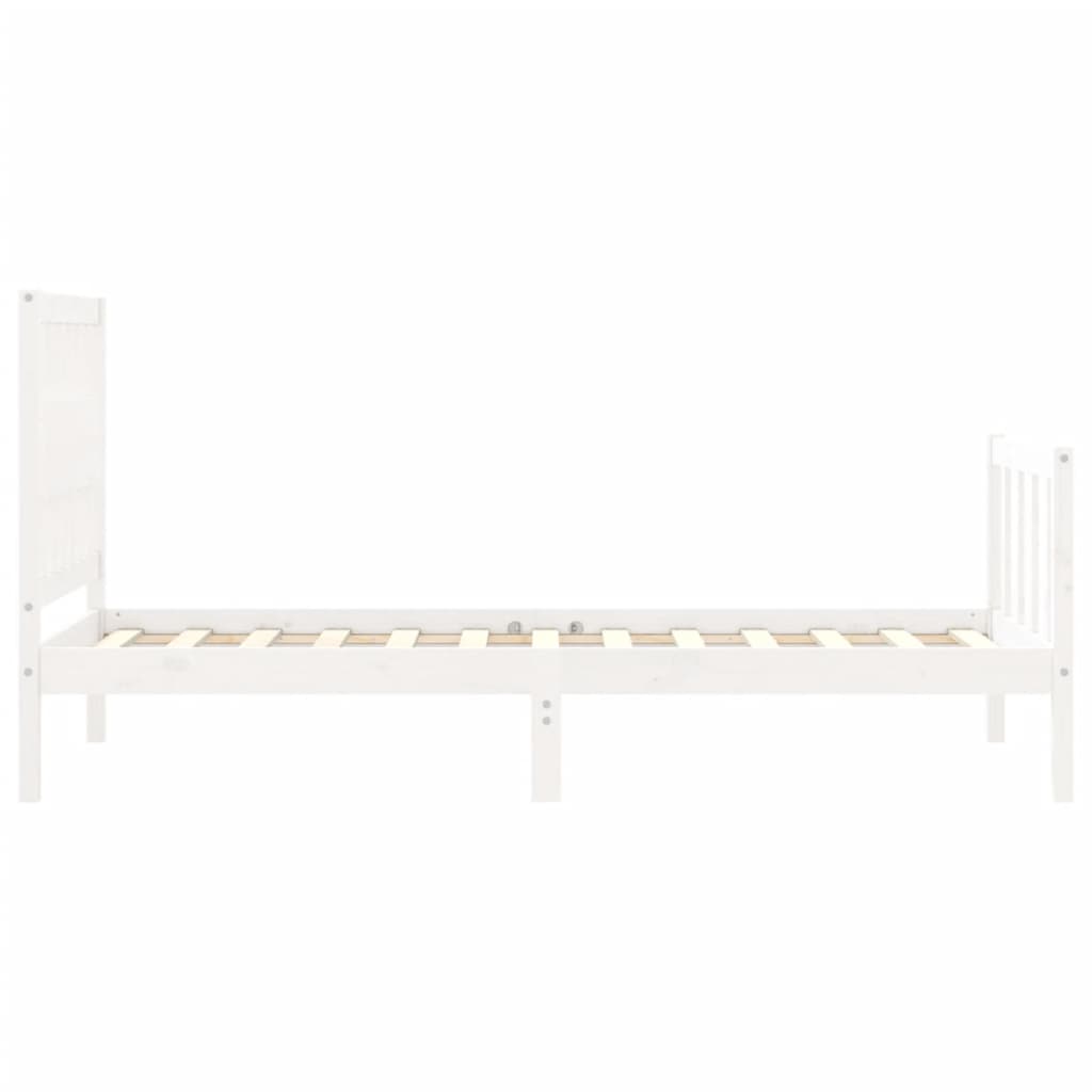 vidaXL Cadru de pat fără saltea, alb, 90x200 cm, lemn masiv pin