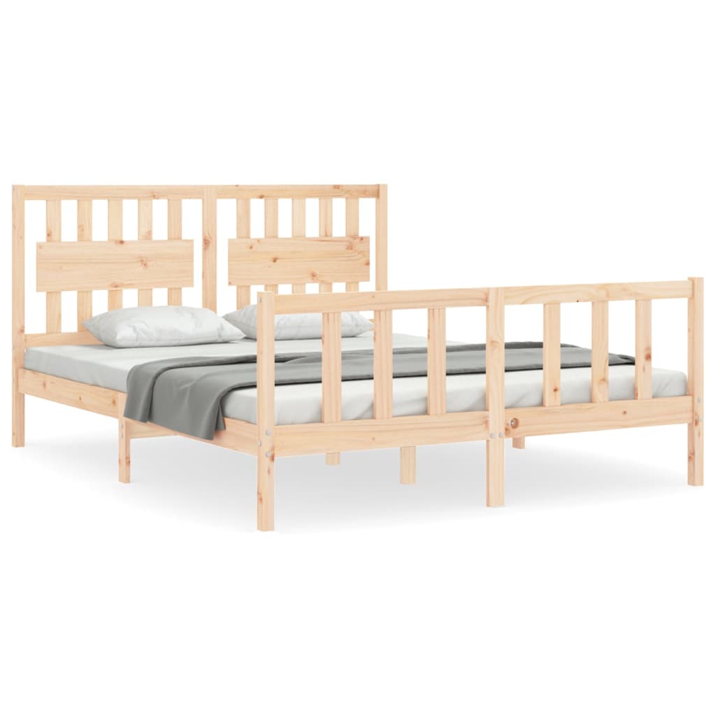 vidaXL Cadru de pat cu tăblie, lemn masiv, king size vidaXL Cadru de pat cu tăblie, lemn masiv, king size
