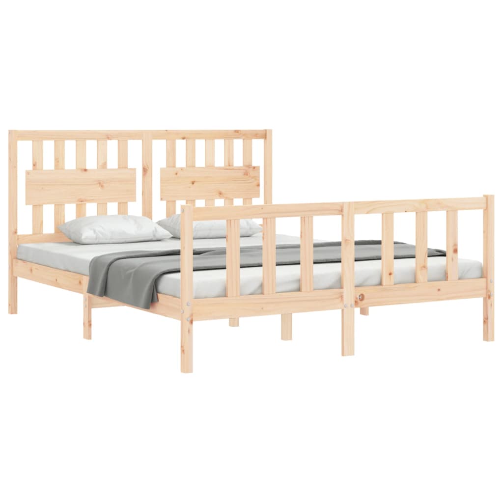 vidaXL Cadru de pat cu tăblie, lemn masiv, king size vidaXL Cadru de pat cu tăblie, lemn masiv, king size