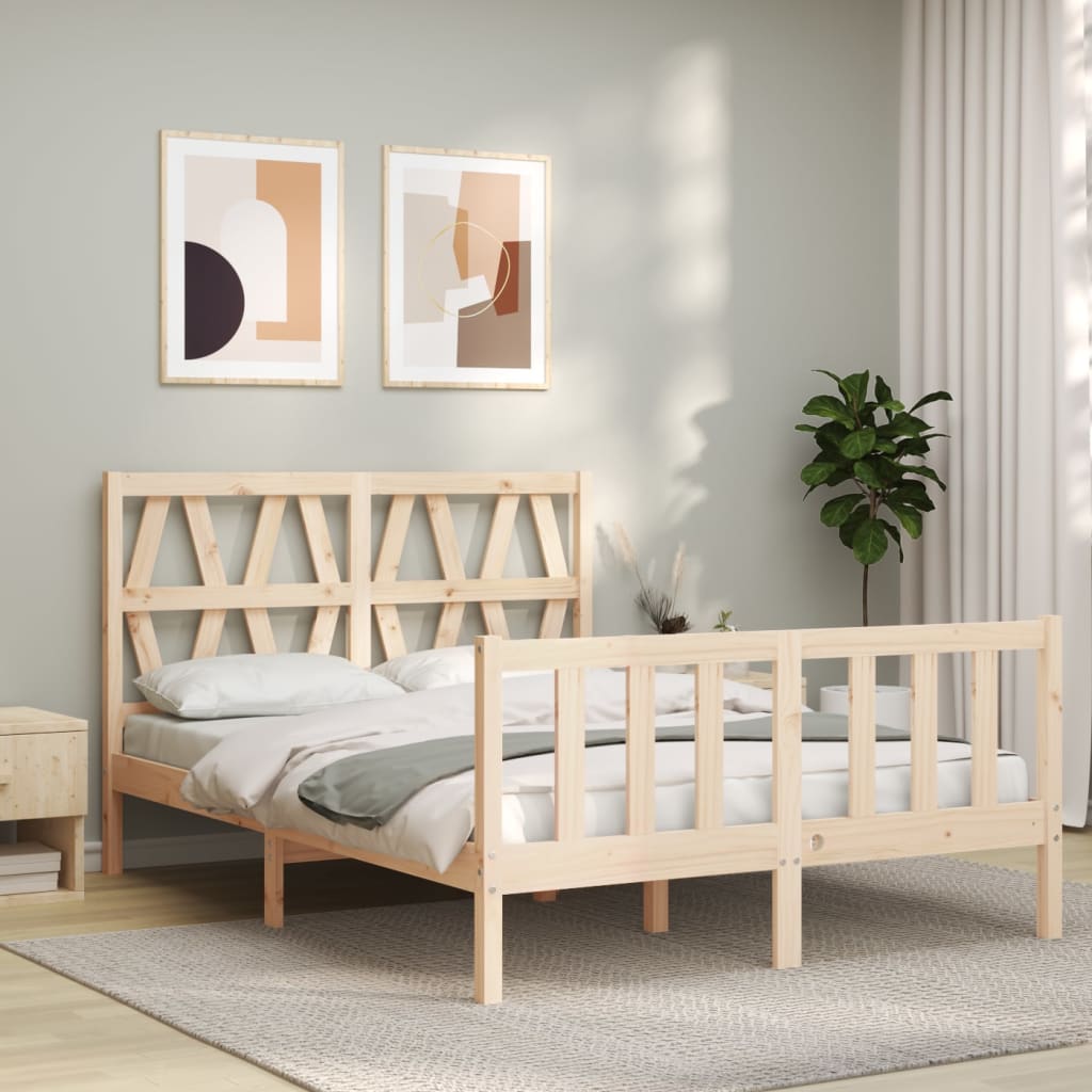 vidaXL Cadru de pat fără saltea, 140x190 cm, lemn masiv de pin