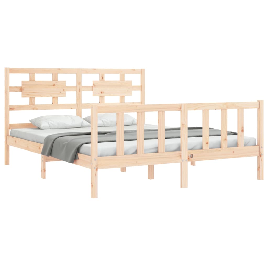 vidaXL Cadru de pat cu tăblie, king size, lemn masiv vidaXL Cadru de pat cu tăblie, king size, lemn masiv