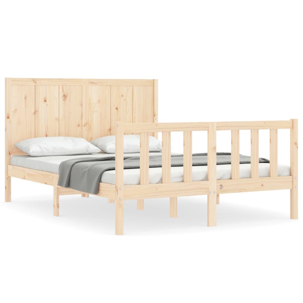 vidaXL Cadru de pat fără saltea, 140x190 cm, lemn masiv de pin vidaXL Cadru de pat fără saltea, 140x190 cm, lemn masiv de pin