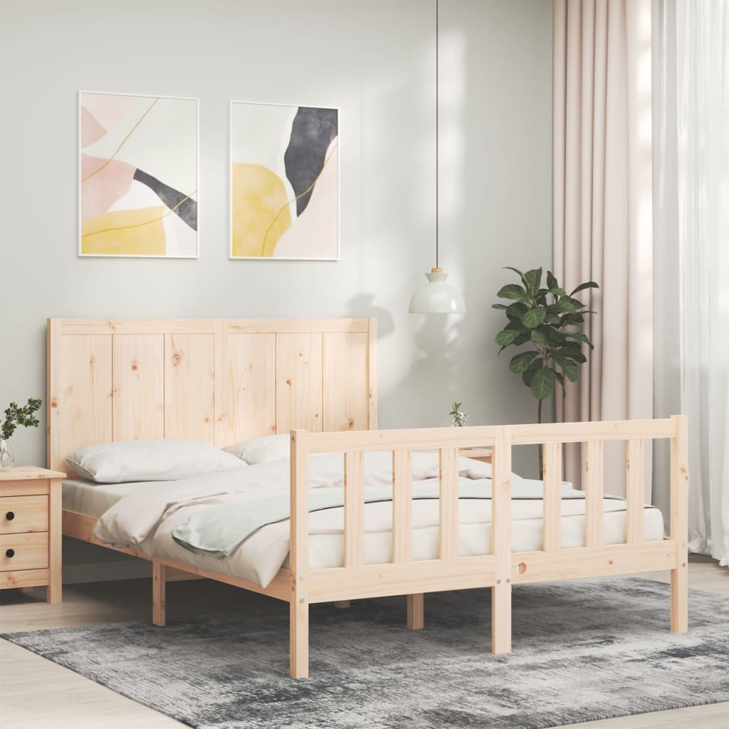 vidaXL Cadru de pat fără saltea, 140x190 cm, lemn masiv de pin vidaXL Cadru de pat fără saltea, 140x190 cm, lemn masiv de pin
