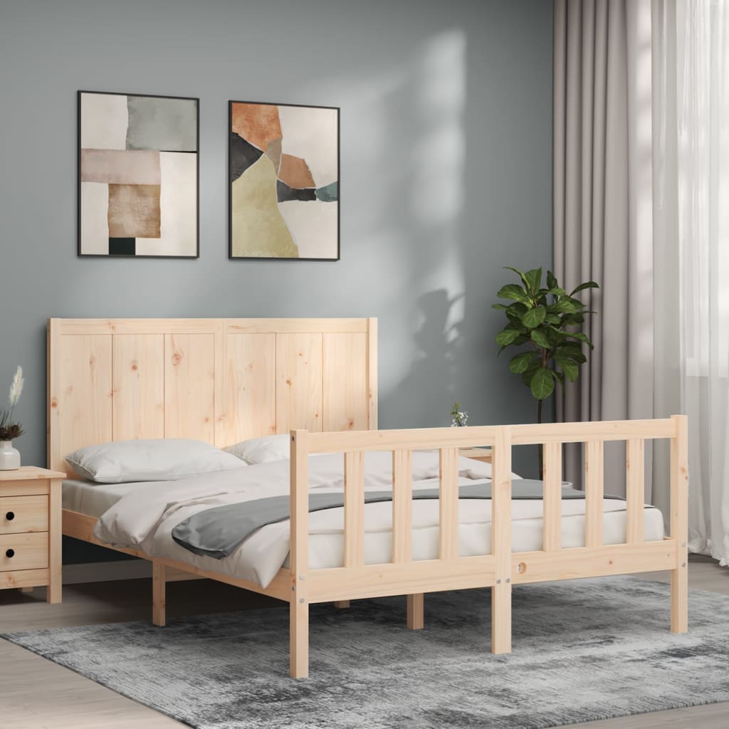 vidaXL Cadru de pat fără saltea, 140x190 cm, lemn masiv de pin vidaXL Cadru de pat fără saltea, 140x190 cm, lemn masiv de pin