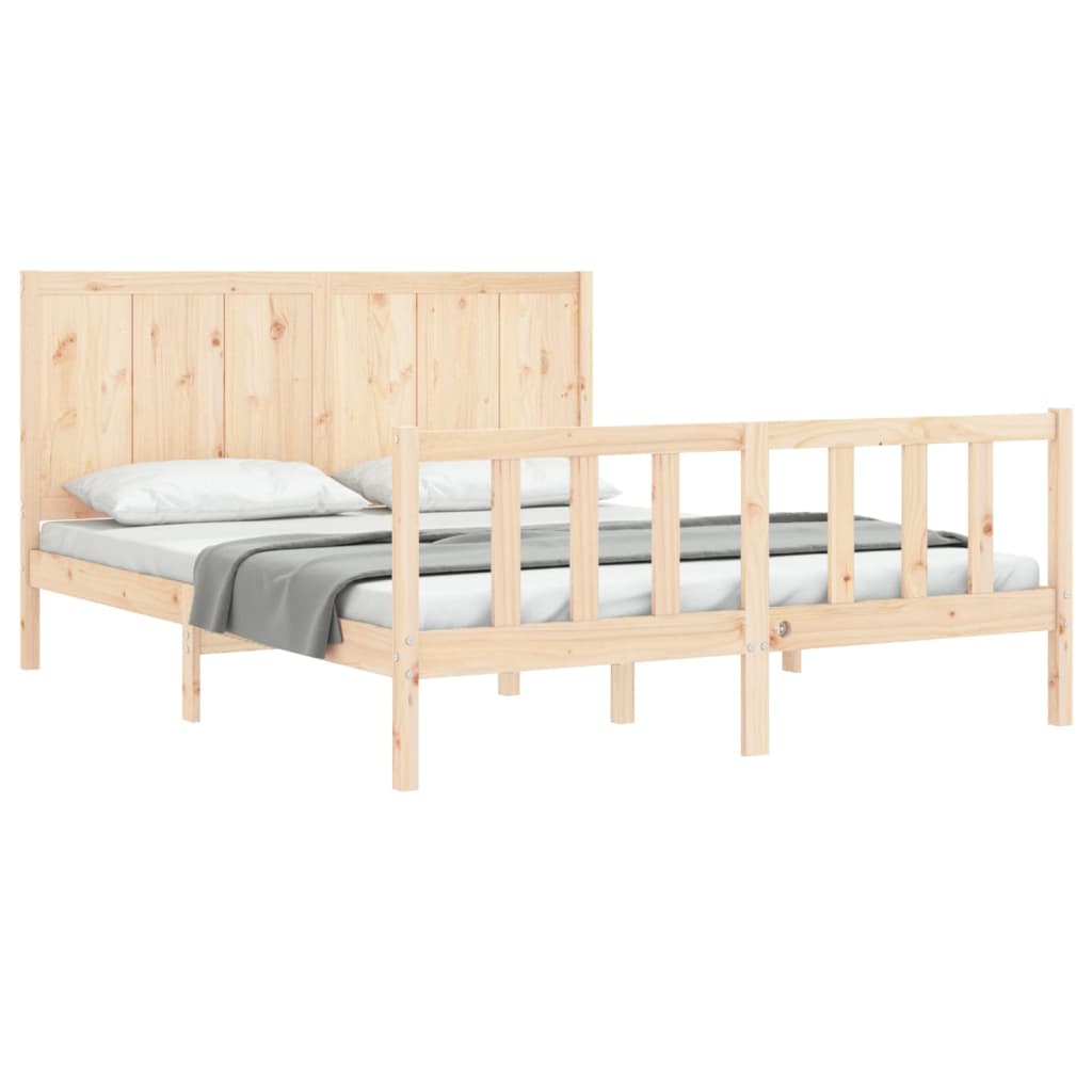 vidaXL Cadru de pat cu tăblie, king size, lemn masiv vidaXL Cadru de pat cu tăblie, king size, lemn masiv