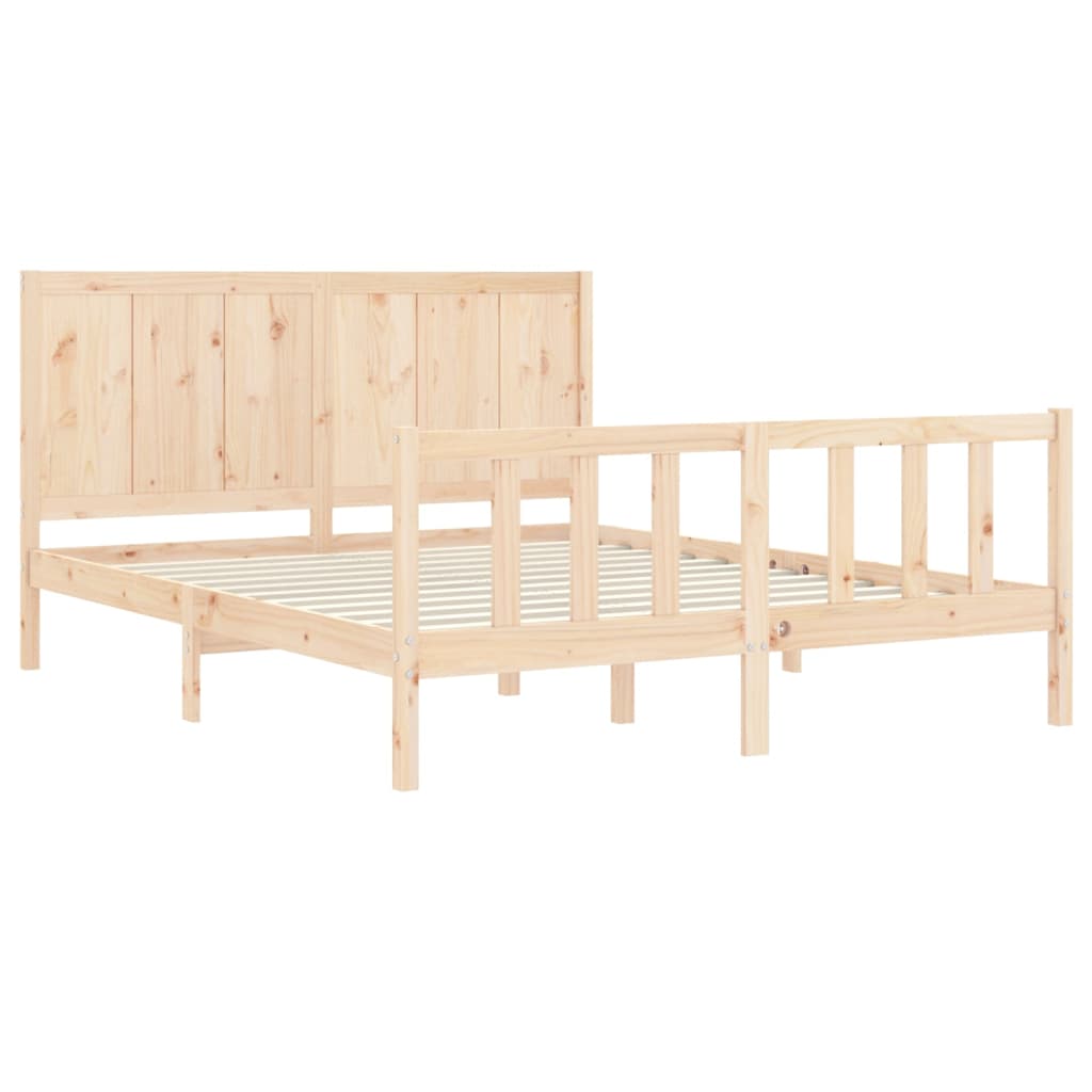 vidaXL Cadru de pat cu tăblie, king size, lemn masiv vidaXL Cadru de pat cu tăblie, king size, lemn masiv