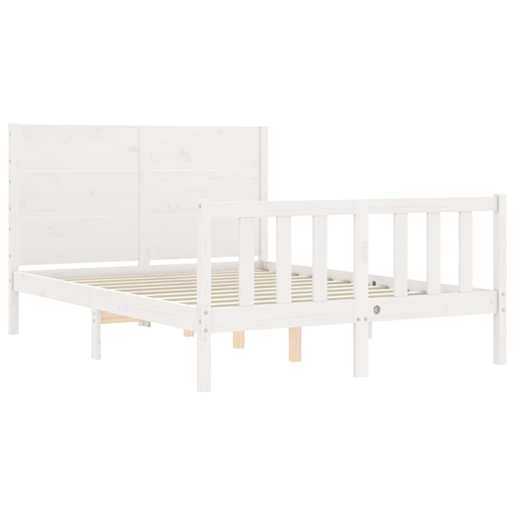 vidaXL Cadru de pat fără saltea, alb, 140x190 cm, lemn masiv de pin vidaXL Cadru de pat fără saltea, alb, 140x190 cm, lemn masiv de pin