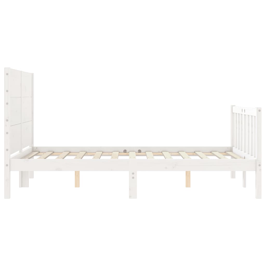 vidaXL Cadru de pat fără saltea, alb, 140x190 cm, lemn masiv de pin vidaXL Cadru de pat fără saltea, alb, 140x190 cm, lemn masiv de pin