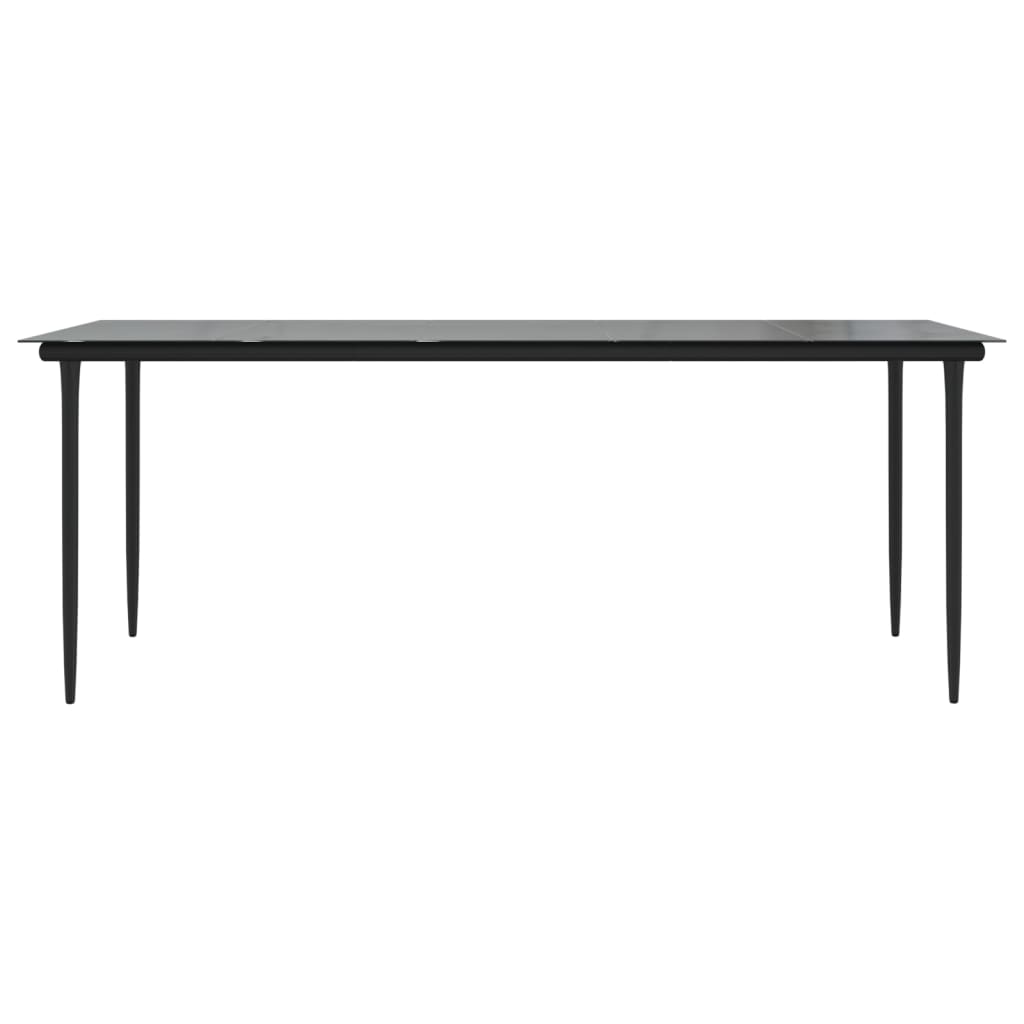 vidaXL Masă de grădină, negru, 200x100x74 cm, oțel & sticlă securizată