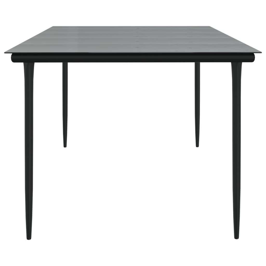 vidaXL Masă de grădină, negru, 200x100x74 cm, oțel & sticlă securizată