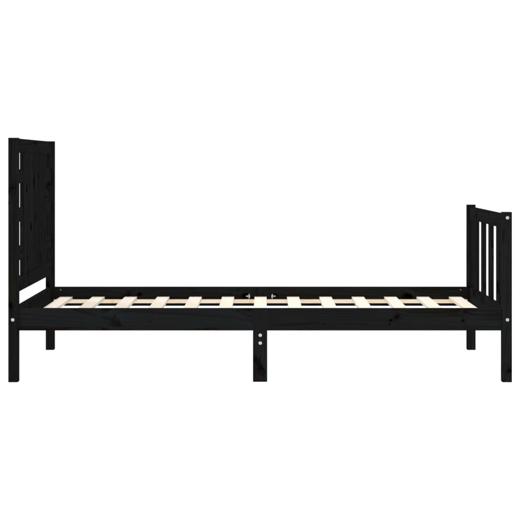 vidaXL Cadru de pat cu tăblie, negru, 100x200 cm, lemn masiv vidaXL Cadru de pat cu tăblie, negru, 100x200 cm, lemn masiv