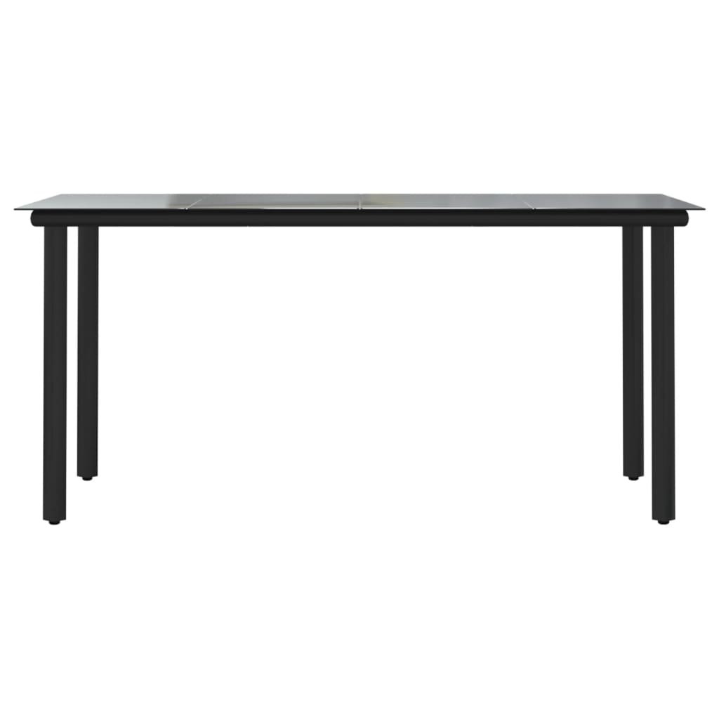 vidaXL Masă de grădină, negru, 160x80x74 cm, oțel & sticlă securizată