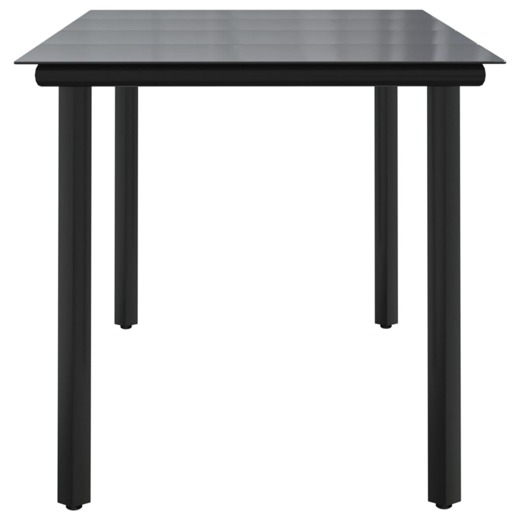 vidaXL Masă de grădină, negru, 160x80x74 cm, oțel & sticlă securizată