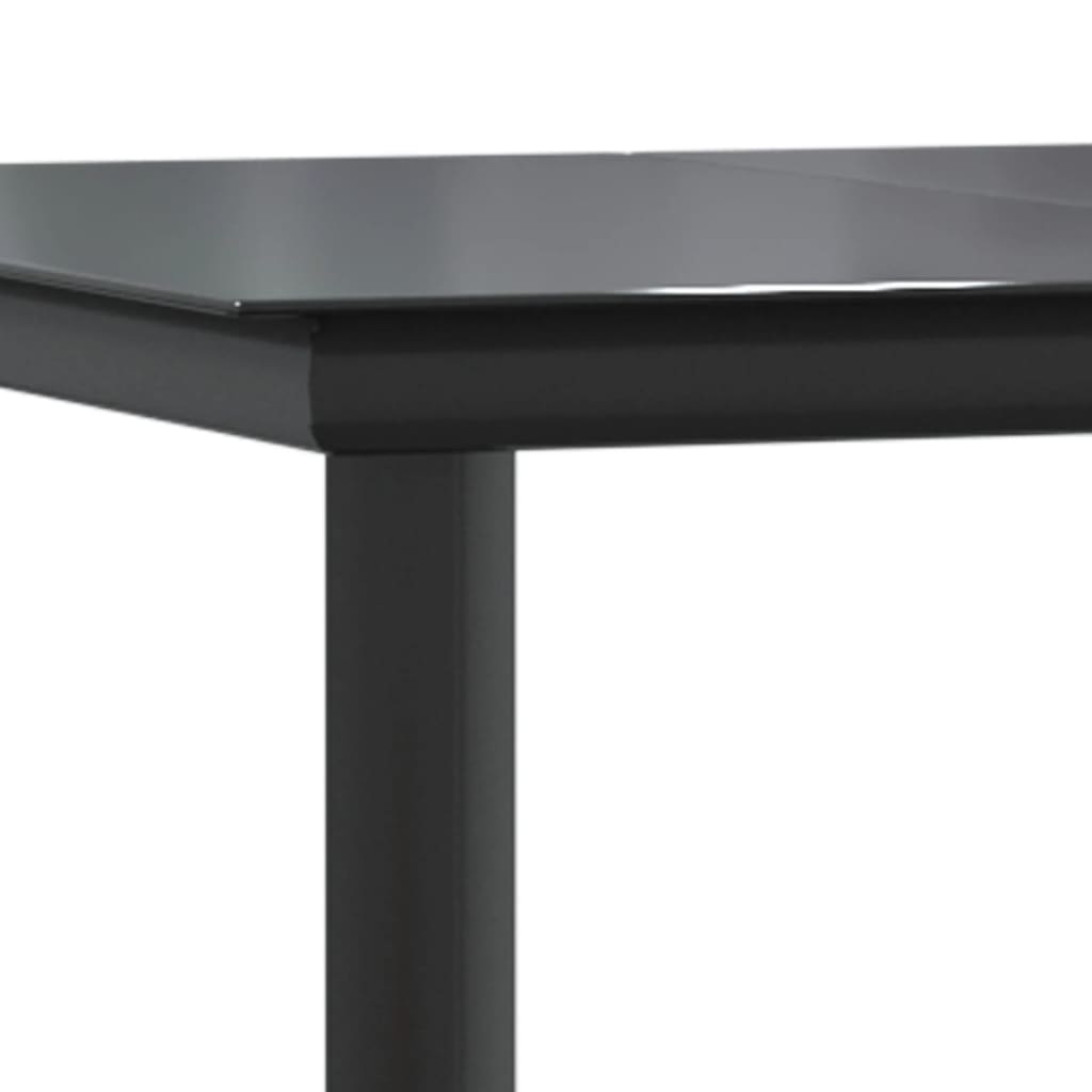 vidaXL Masă de grădină, negru, 160x80x74 cm, oțel & sticlă securizată