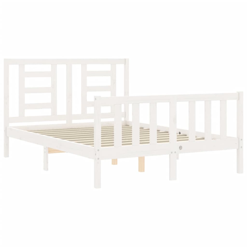vidaXL Cadru de pat fără saltea, alb, 140x190 cm, lemn masiv de pin vidaXL Cadru de pat fără saltea, alb, 140x190 cm, lemn masiv de pin