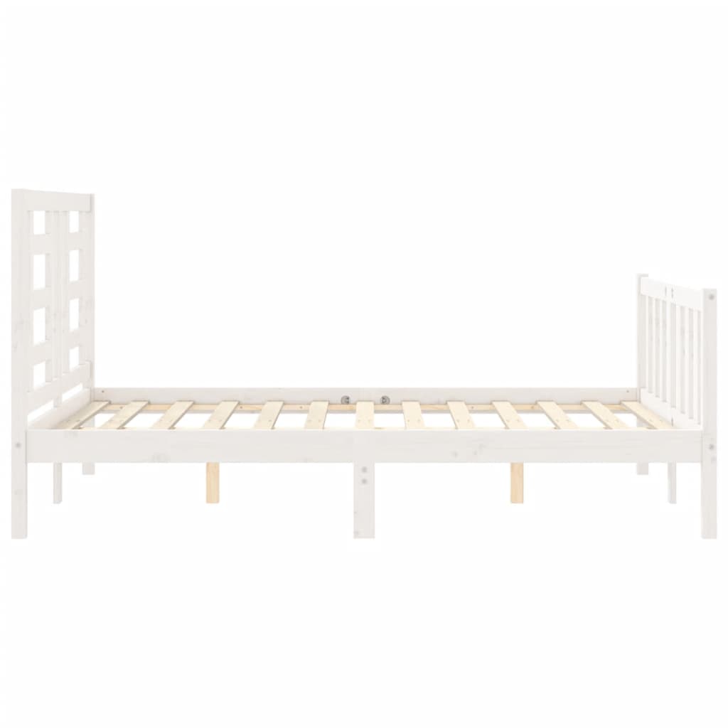vidaXL Cadru de pat fără saltea, alb, 140x190 cm, lemn masiv de pin vidaXL Cadru de pat fără saltea, alb, 140x190 cm, lemn masiv de pin
