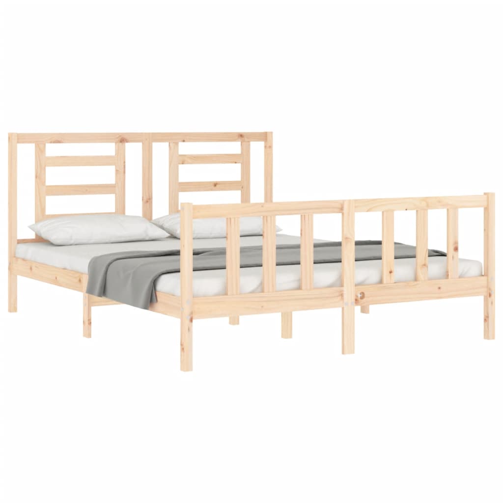 vidaXL Cadru de pat cu tăblie, king size, lemn masiv vidaXL Cadru de pat cu tăblie, king size, lemn masiv
