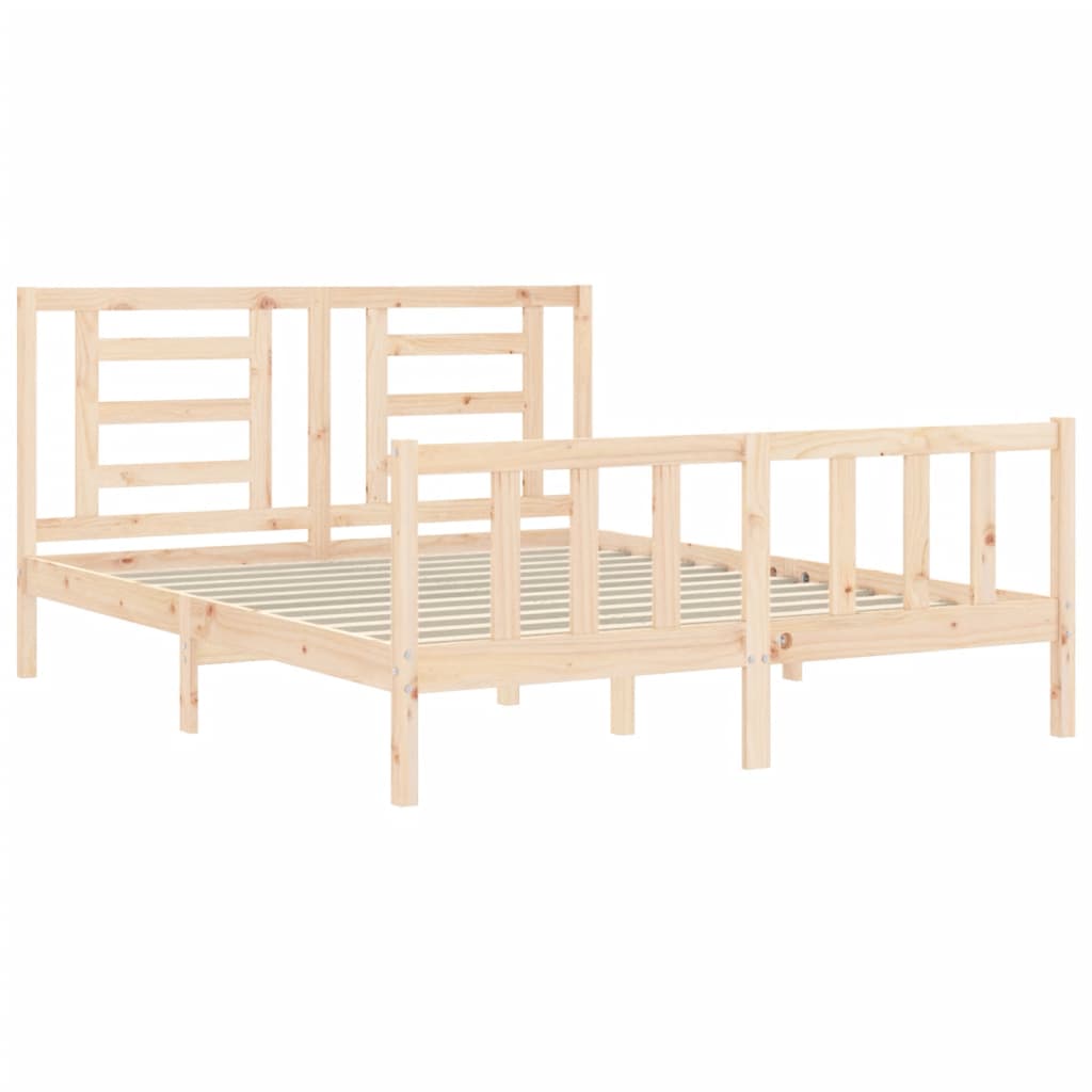 vidaXL Cadru de pat cu tăblie, king size, lemn masiv vidaXL Cadru de pat cu tăblie, king size, lemn masiv