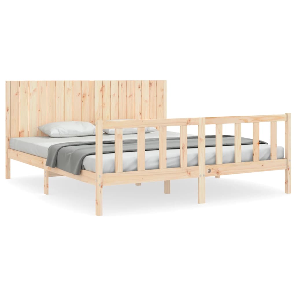 vidaXL Cadru de pat cu tăblie Super King Size, lemn masiv