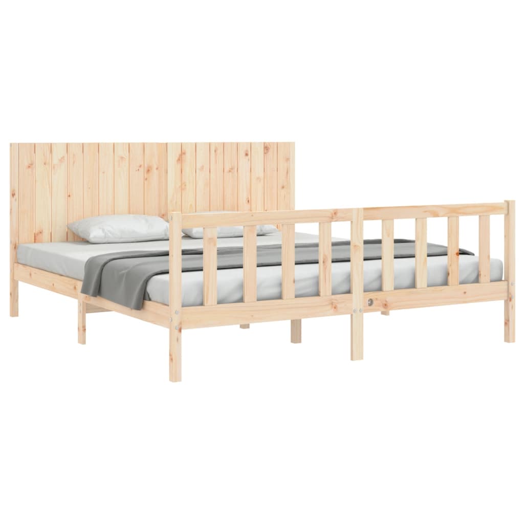 vidaXL Cadru de pat cu tăblie Super King Size, lemn masiv